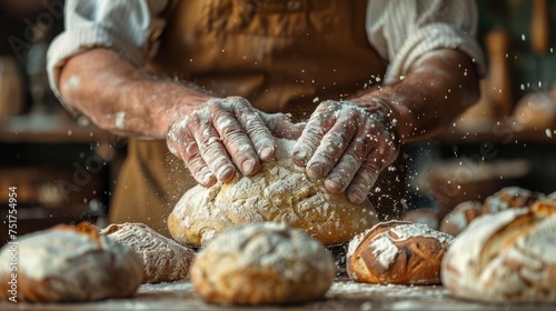 Baker Making Loaves of Bread