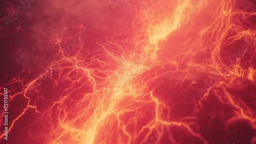 Abstract Fiery Lava Patterns with Glowing Veins and Smoke, Intense Heat Concept, Nature's Fury Background