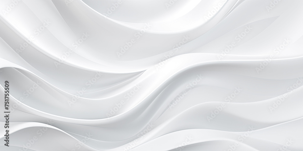Abstract 3D Background, white grey wavy waves flowing liquid paint - obrazy, fototapety, plakaty 