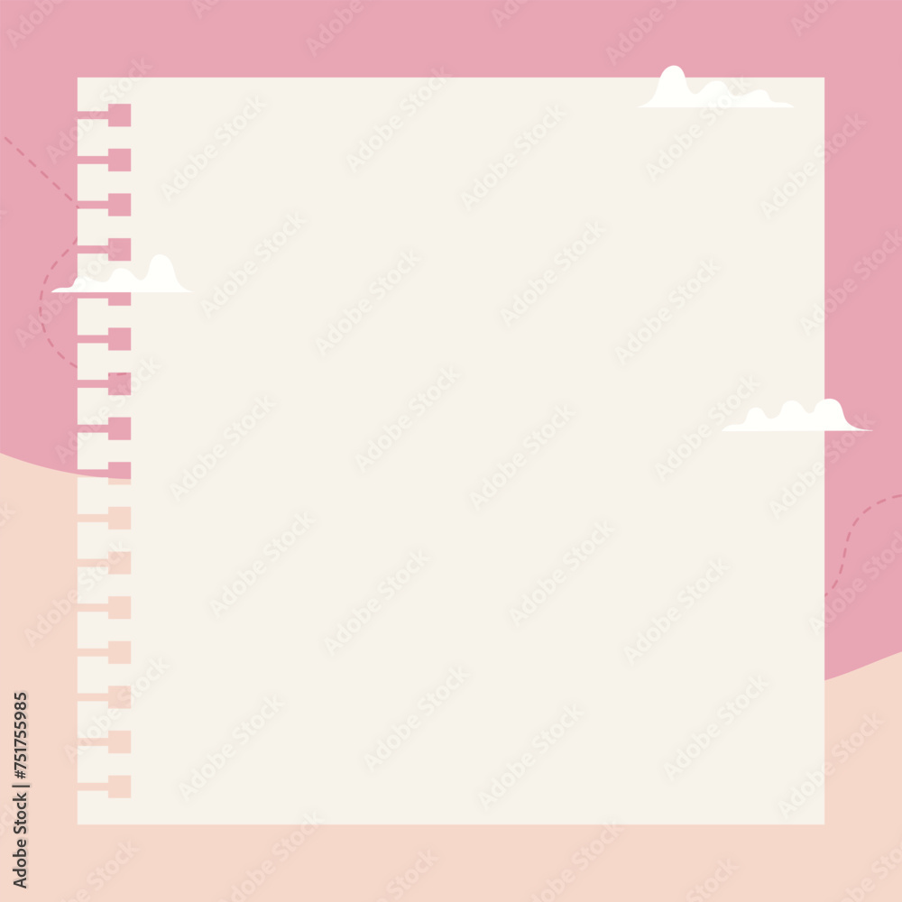 Cute kawaii pink pastel notepad memo pad and social media background
