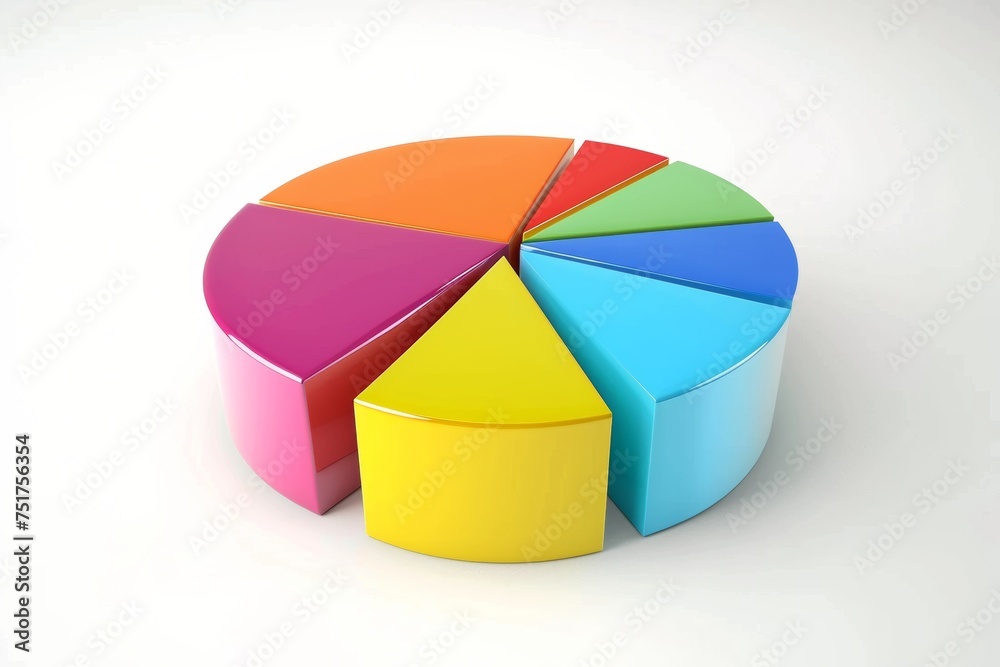 Obraz premium Pie charts icons. Set of 3D circular graphs on white background