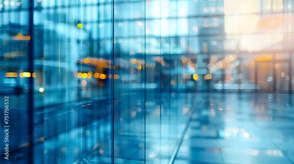 Obraz premium Blurred glass wall of modern business office building as background
