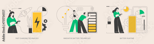 Gadget power management abstract concept vector illustrations.