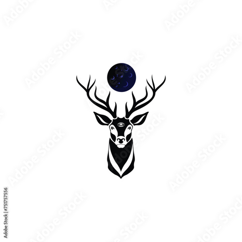 deer logo design inspiration. deer icon. deer head logo deer head and moon