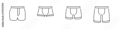 Underpants man in linear style. Types of underwear for men vector. Line underwear man icon. Man underwear.