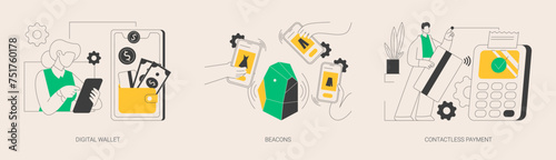 Payment technology abstract concept vector illustrations.