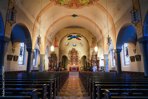 Central aisle of the Pfarrkirche (parish church) of St. Mauritius in the village of Zermatt in the Swiss Alps, Canton of Valais - Religious building in Switzerland