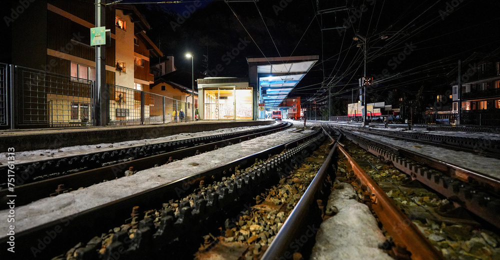 Cogwheel railroad equipped with a rack rail using the Abt system with 2 ...