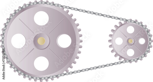 Metallic violet gears and chain