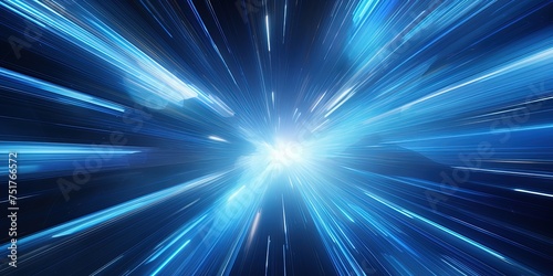 Light speed, hyperspace, space warp background, in blue.