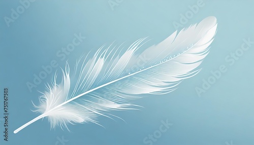 illustration of a soft white feather on a llight blue background with copy space photo