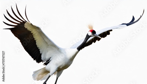japanese crane or red crowned crane grus japonensis isolated on white background photo