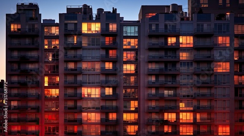 view evening apartment building