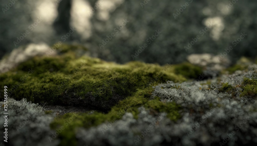 natural textured background with moss and lichens of different shades of green