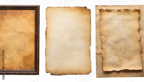 vector collection set old parchment paper sheet vintage aged or texture isolated on white background
