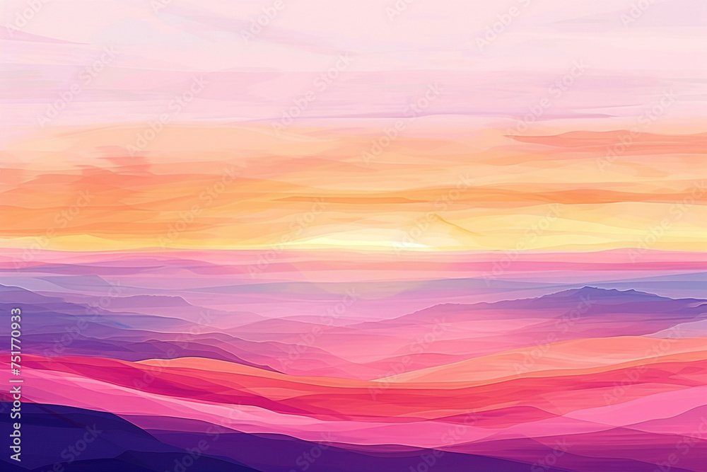 Illustrate a mottled background that mimics the soothing, harmonious blend of colors in a sunset sky over the desert, with pastel pinks, purples, and oranges creating a serene yet dramatic scene