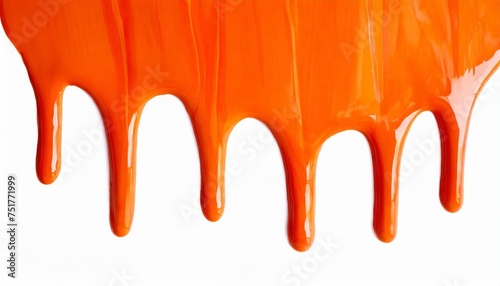orange paint dripping isolated on white real photo