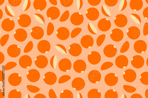 Red lentils seamless pattern. Orange wallpaper with seeds. Legumes wallpaper on white. Vector graphic. 