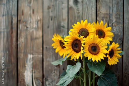 Sunflower Brilliance on Weathered Wood, AI Generative 