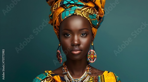 African Woman in Colorful Traditional Dress photo