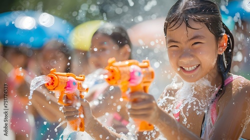 Summer Fun with Water Guns in the Pool