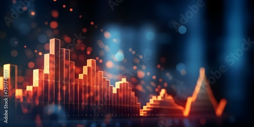 A glowing arrow on a business chart representing stock market analysis and statistics. Concept Financial Markets  Stock Analysis  Market Trends  Investment Strategies  Data Visualization