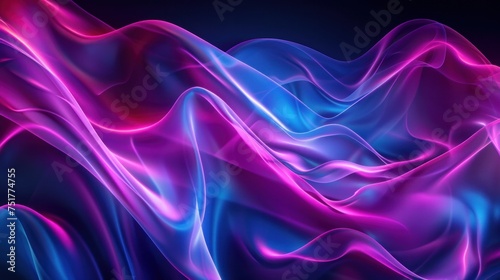 a holographic iridescent neon wave that elegantly curves in motion against a dark background