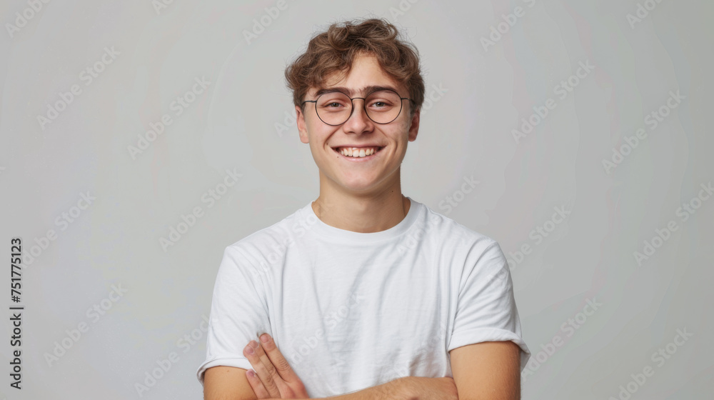 cheerful young man smiling at the camera with his arms crossed. cheerful young man smiling at the camera with his arms crossed.