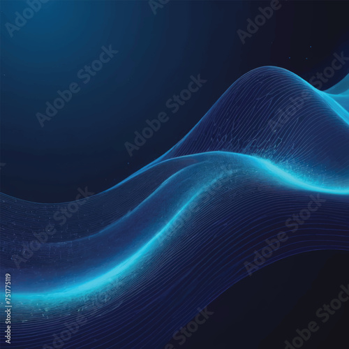 Abstract gradient blue wave of particles. Big data. Digital futuristic technology background. Futuristic vector illustration.