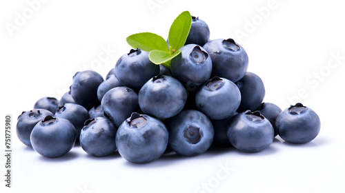 fresh blueberry isolated on white background closeup ,Blueberries with green leaves closeup, isolated on white background 