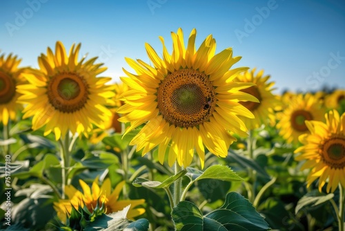 Fields of Gold: Sunflowers Stretching to Horizon, AI Generative 