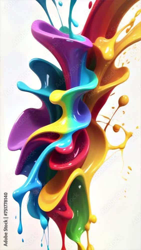 Dynamic Color Splashes Dynamic color splash, vibrant paint swirls in high motion, 3d style ...
