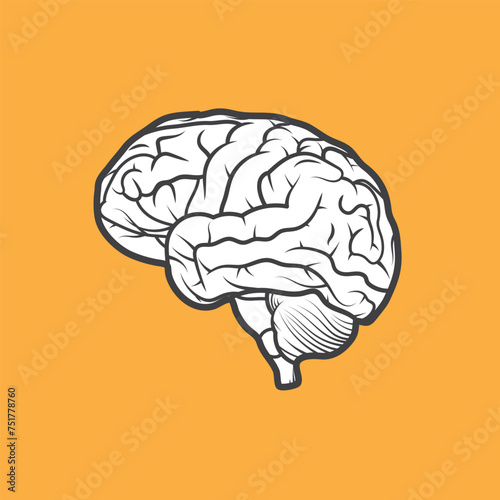 Simple, single color vector illustration of a human brain
