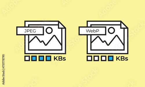 Visual comparison of JPEG and WebP formats highlighting file size