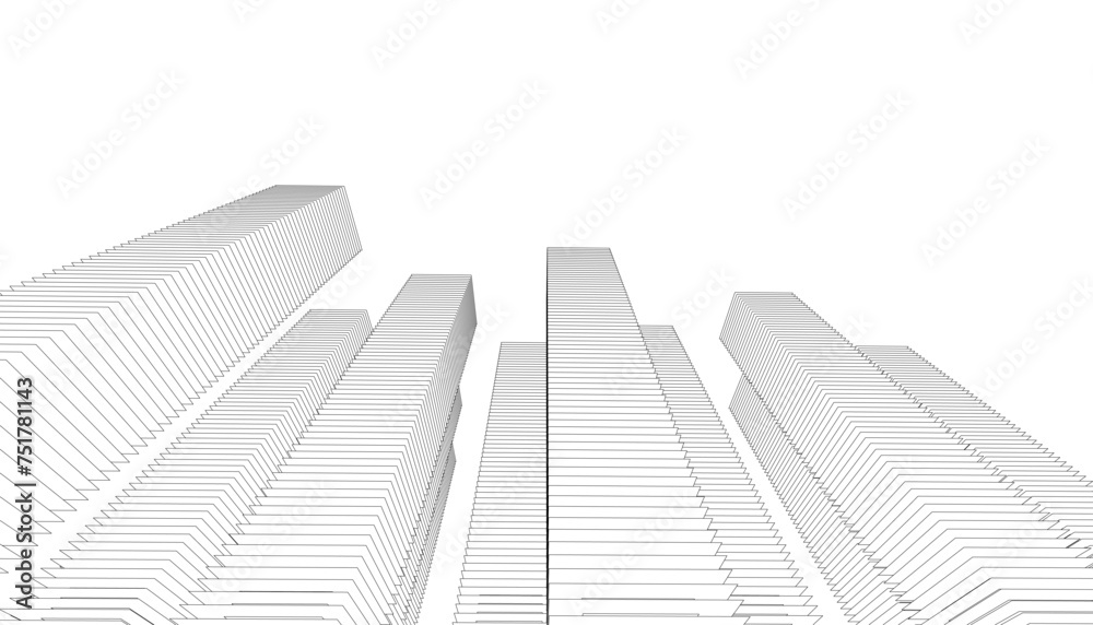 Abstract modern architecture, city buildings 3d illustration Abstract modern architecture, city buildings 3d illustration