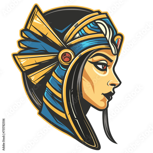 Beautiful woman queen Cleopatra esport vector logotype, logo Cleopatra, icon Cleopatra, sticker Cleopatra, symbol Cleopatra, emblem Cleopatra