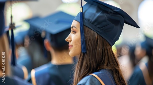 Graduation Ceremony: Woman in Cap and Gown