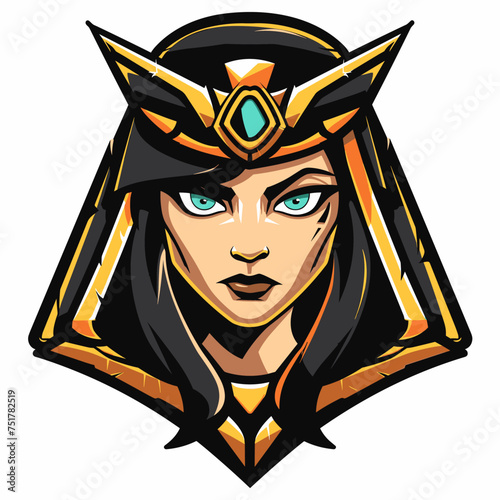 Beautiful woman queen Cleopatra esport vector logotype, logo Cleopatra, icon Cleopatra, sticker Cleopatra, symbol Cleopatra, emblem Cleopatra