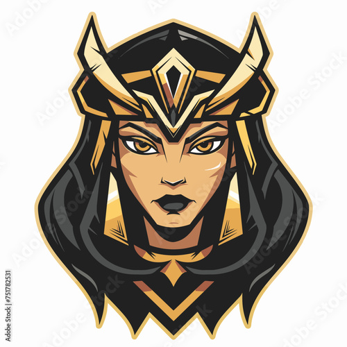 Beautiful woman queen Cleopatra esport vector logotype, logo Cleopatra, icon Cleopatra, sticker Cleopatra, symbol Cleopatra, emblem Cleopatra