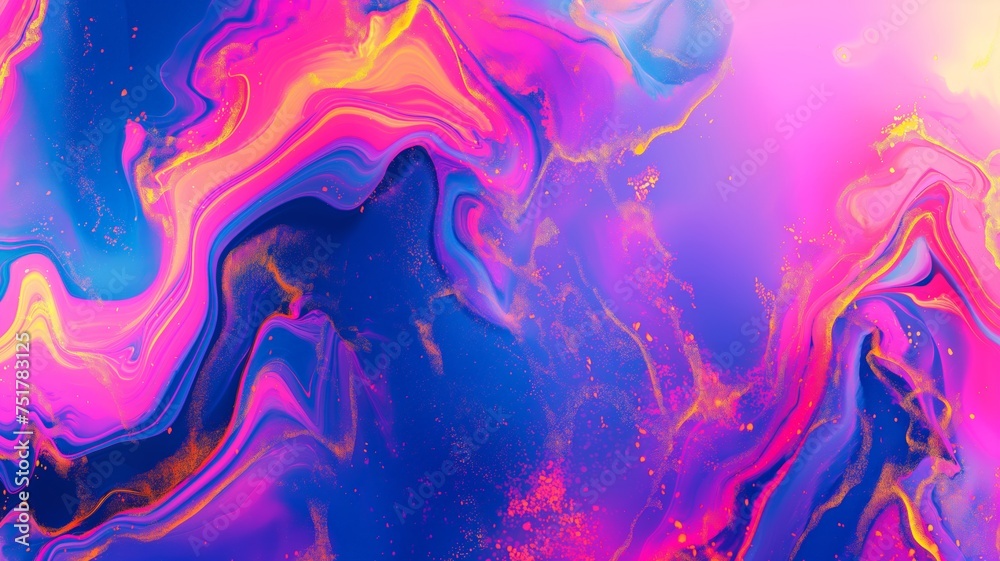 Vibrant Abstract Swirls with Neon Colors, Artistic Background for Creative Design, Psychedelic Pattern with Pink and Blue Hues