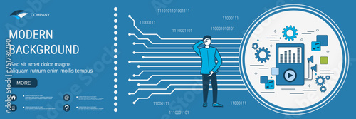 Digital technology banner vector design template. Multimedia player illustration