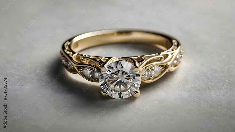 A Gold Ring With Shining Diamonds A Gold Ring With Shining Diamonds