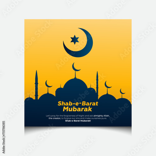 Minimal Shab E barat Mubarak social media post design for 2024, Shab E barat post design for Islamic holy night  photo