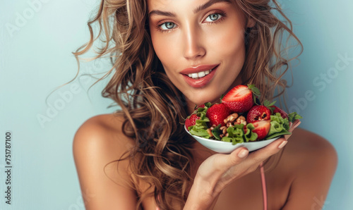 A beautiful woman is eating...