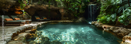 Mexico Tourism Destination Cenote Casa Tortuga, Long exposure of a waterfall in a park in New York City waterfall in the park 