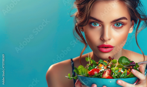 A beautiful woman is eating...