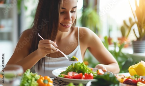 A beautiful woman is eating...