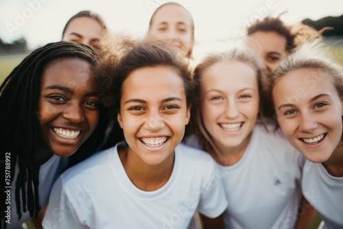 Group portrait of female soccer team on football field © Vorda Berge