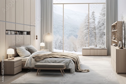 Nordic Smart Bedroom: Futuristic Furniture with Wirelessly Controlled Room Settings