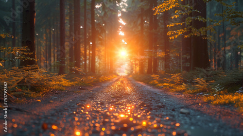 Sunrise in a beautiful forest in Germany. © Matthew